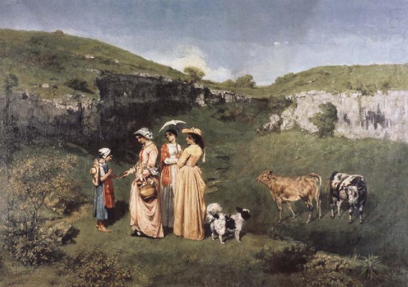 Gustave Courbet young women from the Village china oil painting image